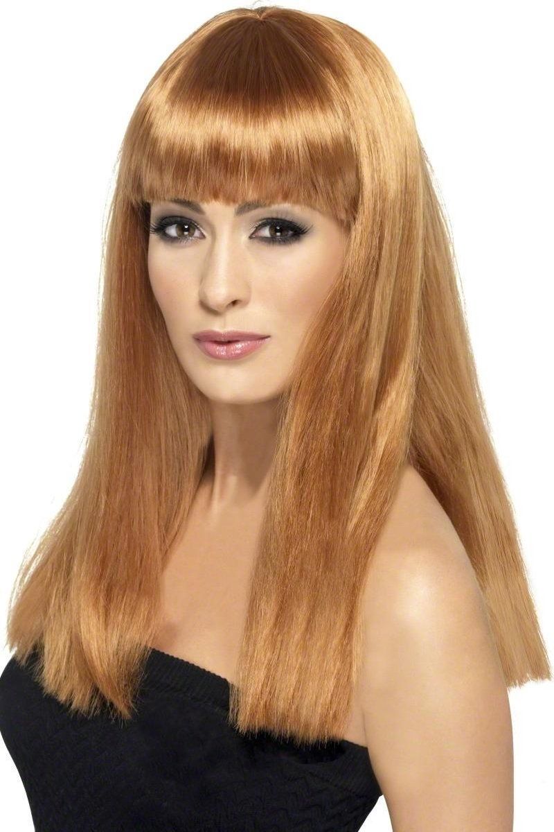 Smiffys Pruik - Licht bruin - Glamourama - Lang - Stijl