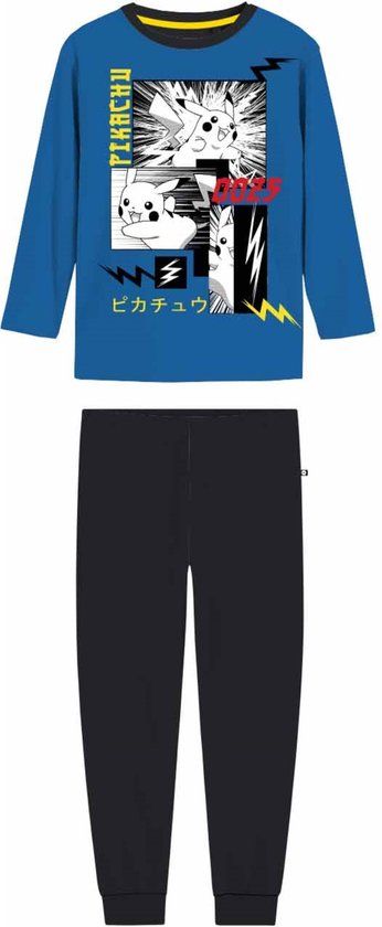 Pokemon Pyjama - Blauw met Zwart - Maat 110/116 - Kinderen