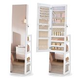 SONGMICS Armoire à bijoux avec miroir pleine longueur et 4 étagères, rotatif à 360° | Rangement de bijoux, armoire miroir, éclairage LED intégré, chambre, dressing, blanc nuage, Collection BERIT JJC027WH01
