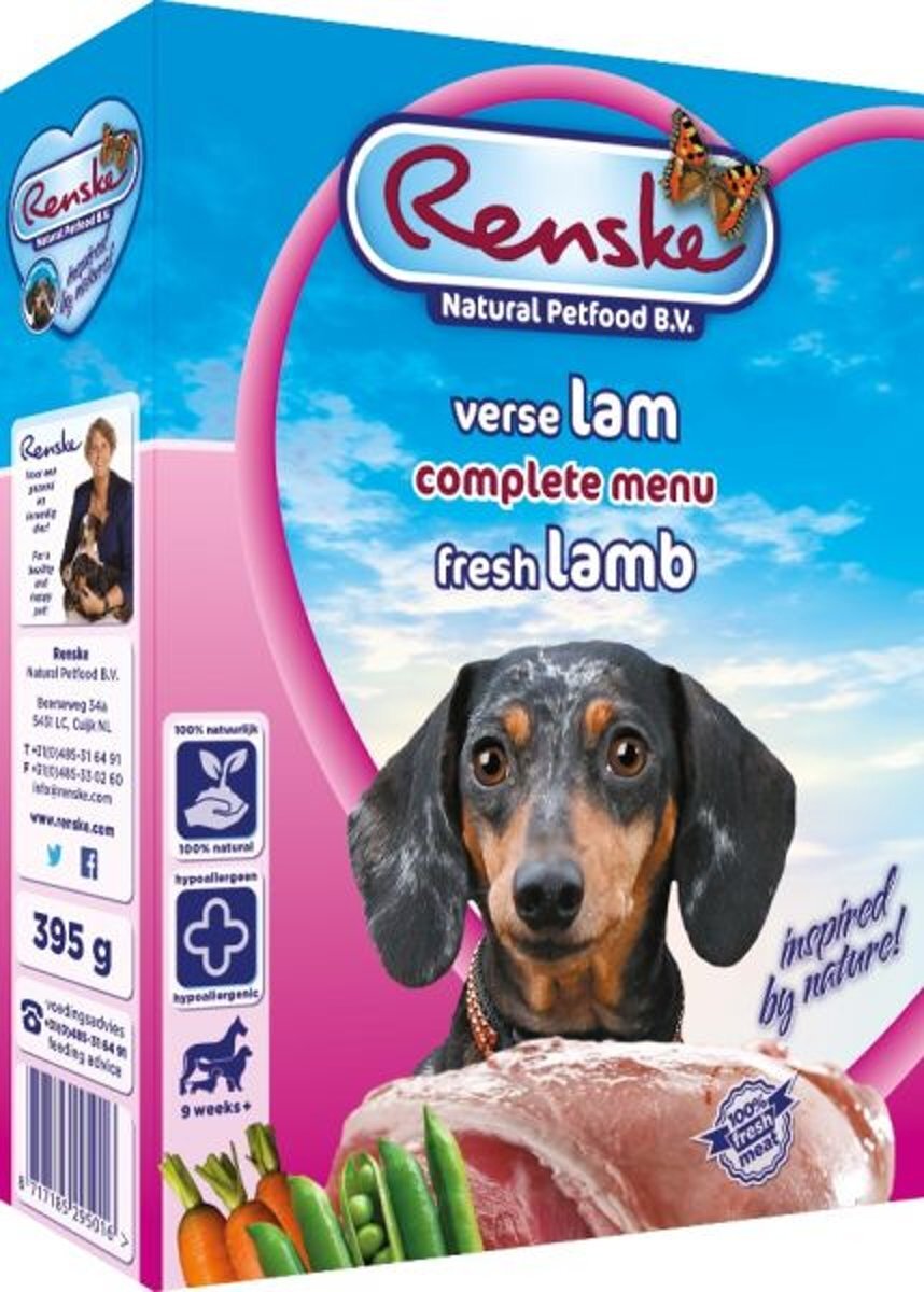 RENSKE Vers Vlees Hondenvoer - Lam - 10 Kuipjes - 395 gr