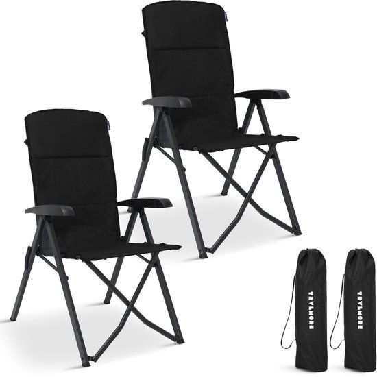 TRVLMORE Campingstoelen Luxe - Opvouwbaar - 2-Pack - Zwart
