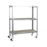 Simon Rack Metalen stelling met wielen 975x1000x300 mm - Maderclick | 3 niveaus, Houten legbord, 75 kg buigbelasting, Corrosiewerende coating, Montage met kliksysteem, Gegalvaniseerd