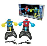 Lexibook Powerman Gladiators Eject Robduo2LXB op afstand bestuurde slagrobot met dubbele vechtfunctie, geluids- en lichteffecten, blauw/rood