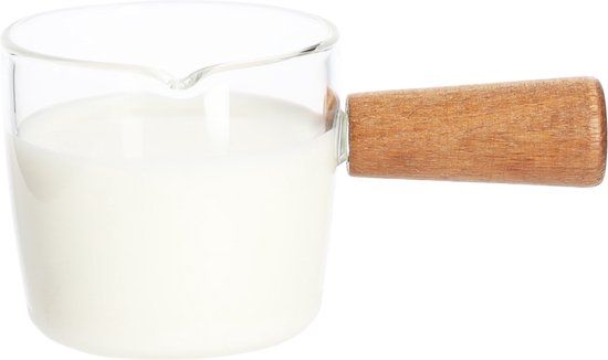 Krumble Melkkannetje met handvat - Glas - Hout - 50 ml