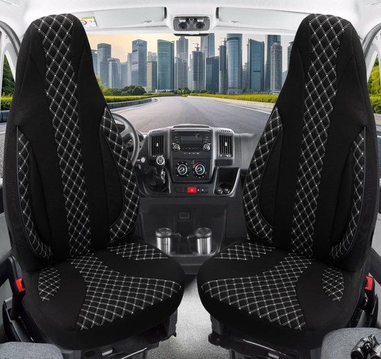 Bremer Sitzbezüge Autostoelhoezenset voor Seat Arona BJ vanaf 2017 – Stoelhoezen voor bestuurder en passagier in Zwart/Wit