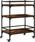 vidaXL - Keukentrolley - 65x40x86,5 cm - bewerkt hout - gerookt eikenkleurig