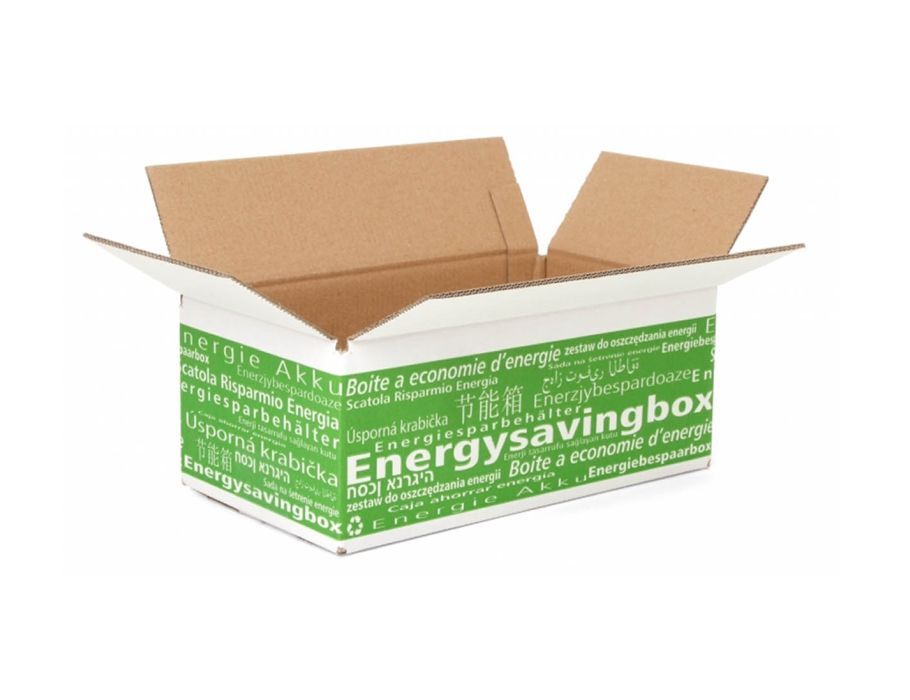 Energiebespaarbox Doos met opdruk Medium (26 x 19,4 x 16,5cm)