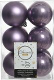 Decoris kerstballen - 12x st - heide lila paars - D6 cm - kunststof - mat/glans