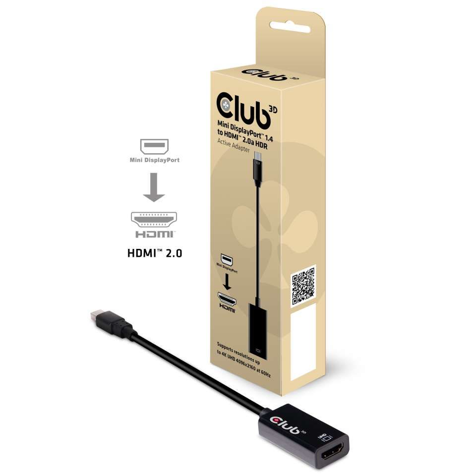 Club 3D Mini DisplayPort 1.4 to HDMI 2.0b HDR Active Adapter
