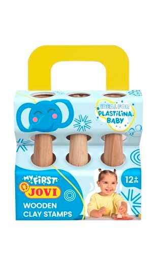 Jovi Babyklei - 3 houten stempels, verschillende designs, modelleergereedschap voor kinderen vanaf 12 maanden (379/3WS)