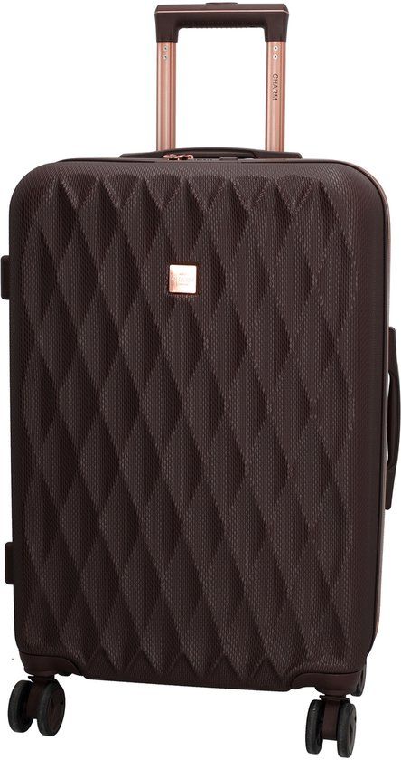Charm London Honey Koffer - M - 74 Liter - 66 x 43.5 x 28 cm - TSA Slot - Middelmaat - Reizen - Travel - Hardcase - Donkerbruin