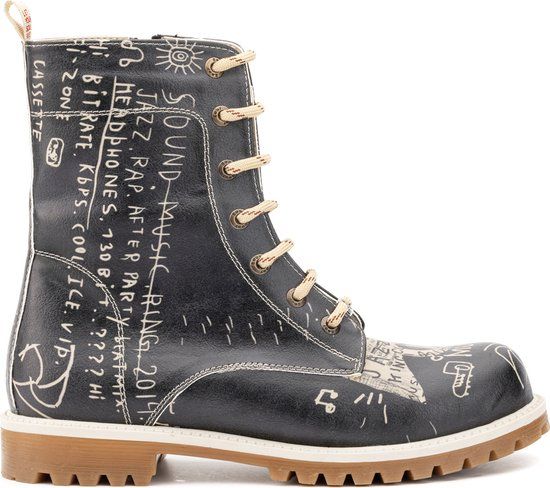 GOBY Artwork Boots - Women's Size 36 - Faux Leather - Lace-up - Block Heel