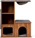 Arbre à chat tonneau griffoir meuble pour chat avec cavité tapis, maison de chat bois, maison de chat arbre d'escalade, poteau griffoir arbre d'activité 69x39x 80,5 cm