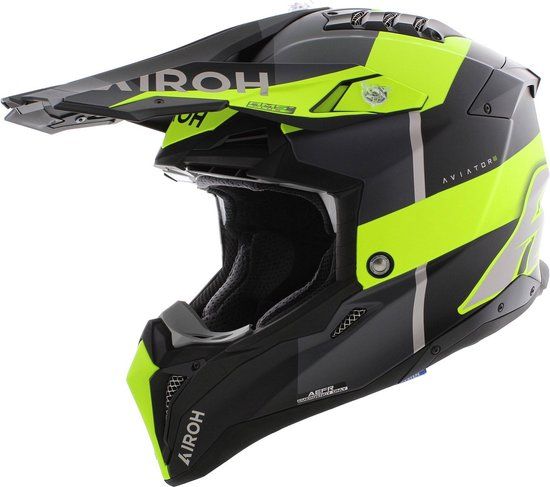 Airoh Helm Aviator 3 AMS² Monarch mat grijs zwart fluo geel