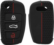 kwmobile autosleutel hoesje geschikt voor Audi 3-knops autosleutel hoes - Siliconen autosleutel behuizing - Auto sleutel case met honingraat - Sleuteletui in zwart / rood