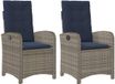 vidaXL Fauteuils de jardin - 2 pièces - Réglable - Avec coussins - Poly rotin - Gris clair