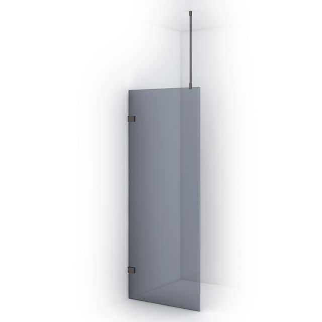 Maxaro Inloopdouche Diamond 80cm 8mm Rookglas Veiligheidsglas Zwart Metaal