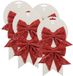 Mica Decorations ornements de Noël nœuds - 8 pièces - rouge avec paillettes - 12 x 13 cm