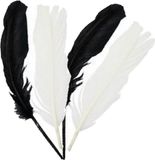 Glorex plumes indiennes/plumes décoratives - 60 pièces - noir/blanc - 16 cm