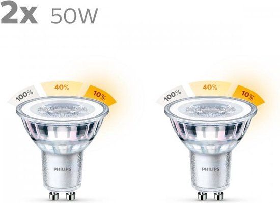 Philips LED GU10 Spot - 355lm - 4.8W - Warm White - 2 Pack