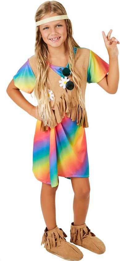 Tectake dressforfun - Meisjeskostuum bloemenkind 152 (11-12y) - verkleedkleding kostuum halloween verkleden feestkleding carnavalskleding carnaval feestkledij partykleding - 300903