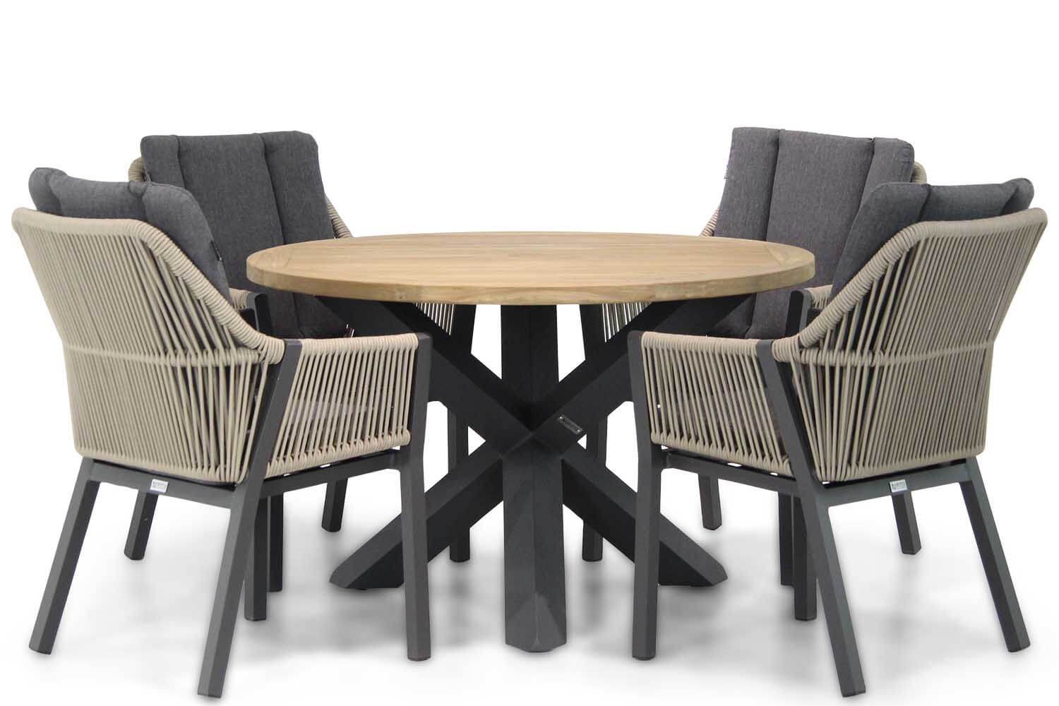 Lifestyle Garden Furniture Lifestyle Verona/Rockville 120 cm rond dining tuinset 5-delig - 7434234893849