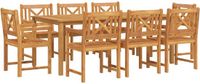 vidaXL Eettafel Set 9-delig Bruin Massief Acacia Hout