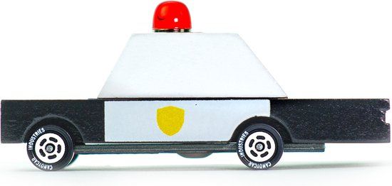 Candylab Toys Police Car - Houten Design Speelgoedauto - Zwart/Wit