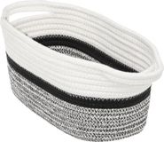 5five Decoratie opbergmand met hengsels 7 liter grijs/zwart/wit 31 x 15 x 15 cm van polyester