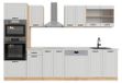 Vicco R-Line Complete keukeneenheid – 300 cm met hoge kast, WB Marmer Wit landhuis/gouden eik