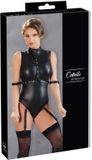 Cottelli Collection – Bondage Jarretel Set met Arm Boeien en Toegankelijk Kruis en Borsten voor Avontuurlijk Onderdanigheid – Maat XL - Zwart