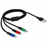 Delock USB Charging Cable 3 in 1 Type-A to Lightning™ / Micro USB / USB Type-C™ 1 m 3-coloured