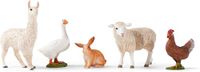 schleich FARM WORLD | Boerderijdieren set 77536 | 5 delen | Konijn, Gans, Kip, Schaap en Lama | Vanaf 3 jaar