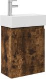 vidaXL Badkamermeubel met kraan Gerookt eiken 45,5 x 22,5 x 84 cm