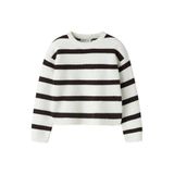 NAME IT MINI rechtvallende gebreide gestreepte trui - wit