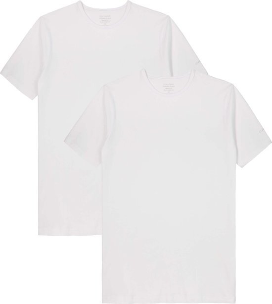 Claesen's T Shirt Round Neck White Stretch TWO PACK CL 1021