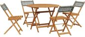 vidaXL 5-delige Tuinset Poly Rattan en Massief Hout Grijs