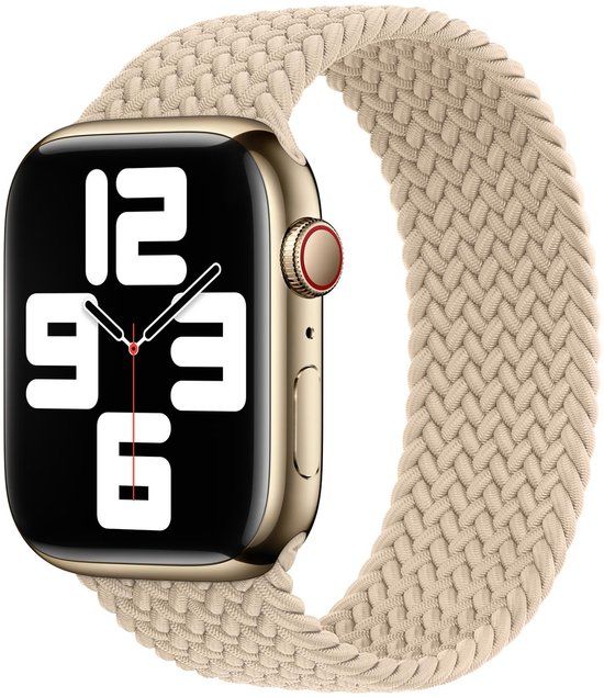 Apple Gevlochten solobandje voor de Apple Watch | 38/40/41/42 mm - Maat 3 - Beige