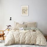 AMWAN Boho dekbedovertrek, kingsize, zacht, katoen, bloemen, esthetische beddengoedset, vintage, tuin, dekbedovertrek, 1 kingsize dekbedovertrek met 2 kussenslopen, chique, botanisch dekbedovertrek