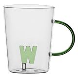 LA PORCELLANA BIANCA - Mok letter W van borosilicaatglas, inhoud 400 ml, collectie Allalettera