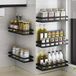 Merkloos Spice Rack Without Drilling - Black Metal Wall Rack for Hanging Morden Design for Kitchen Bathroom Balcony