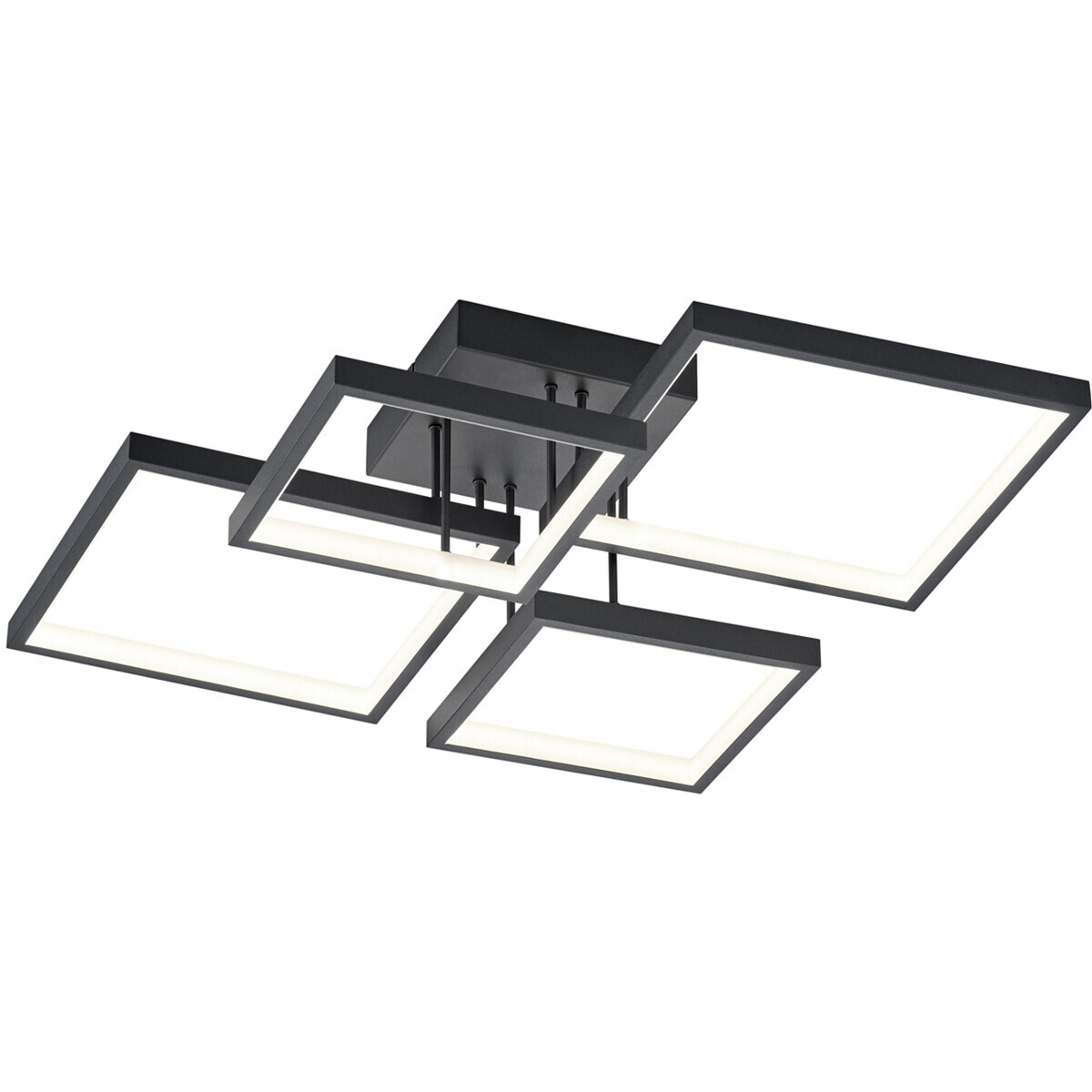 BES LED LED Plafondlamp - Plafondverlichting - Trion Soranto - 24W - Warm Wit 3000K - Dimbaar - Vierkant - Mat Zwart - Aluminium