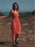 Next - Dames - Jersey midi-zomerjurk - Oranjerood