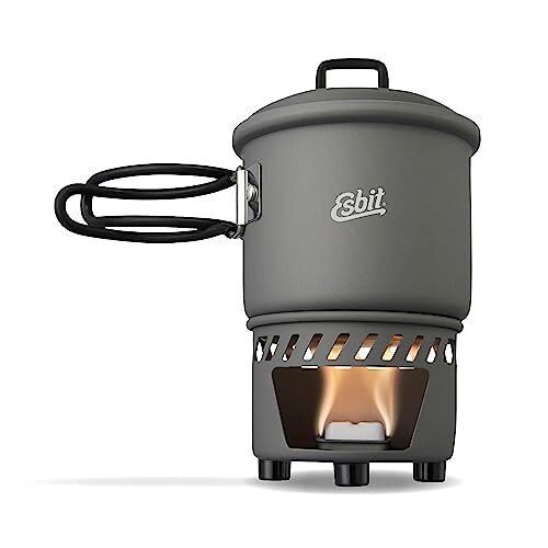 Esbit Esbit Kookset voor droge brandstof, outdoor campingkooktoestel, 585 ml, met aluminium pan, inklapbare handgrepen, campingkooktoestelset