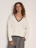 APRICOT APRIT GmbH Cricket-trui met kabelpatroon en contrasterende boorden - Vrouwen - Wit - XL