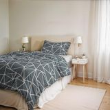 Ida Beddengoedset voor eenpersoonsbed, katoen, gemaakt in Italië, dekbedovertrek 150 x 200 cm, met dubbele omslag en kussenslopen (eenpersoonsbed, Marte)