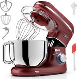 Fentic Keukenmachine - 2000W - RVS Mengkom (6,2 L) - Keukenrobot - Foodprocessor - Mixer met Garde, Deeghaak en Menghaak - Incl. Beschermhoes en extra Accessoires - Mat rood