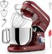 Fentic Robot de cuisine - 2000W - Bol mélangeur Inox (6,2 L) - Robot de cuisine - Robot multifonction - Mixeur avec Fouet, Crochet pétrisseur et Crochet mélangeur - Incl. Housse de protection et Accessoires supplémentaires - Mat rouge