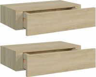 vidaXL Wandschappen 2 st met lade 40x23,5x10 cm MDF eikenkleurig