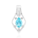 Cavill - Zilveren Hanger - 925 Sterling Zilver Palladium - Blauwe Apatiet 0 57 ct Peervormig met 5 Zirkonen 0 031 ct - Elegant Drupvormig Design